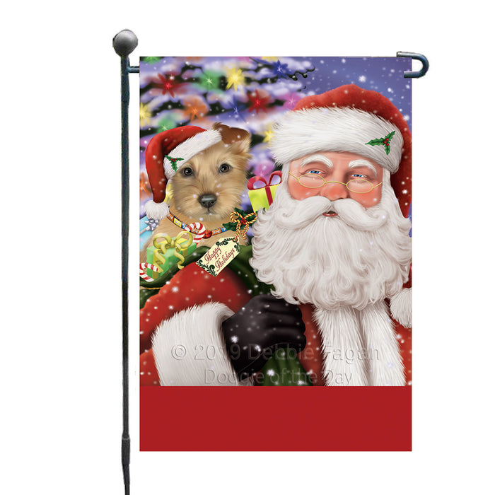 Personalized Santa Carrying Australian Terrier Dog and Christmas Presents Custom Garden Flag GFLG63709