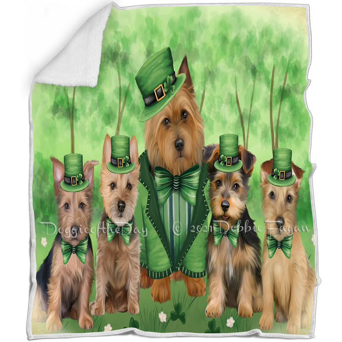 St. Patricks Day Irish Portrait Australian Terrier Dogs Blanket BLNKT132402