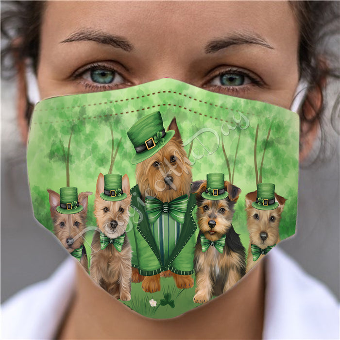 St. Patricks Day Irish Australian Terrier Dogs Face Mask FM50119