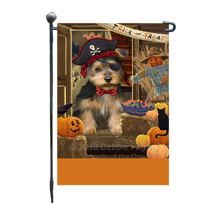 Personalized Enter at Own Risk Trick or Treat Halloween Australian Terrier Dog Custom Garden Flags GFLG-DOTD-A59444