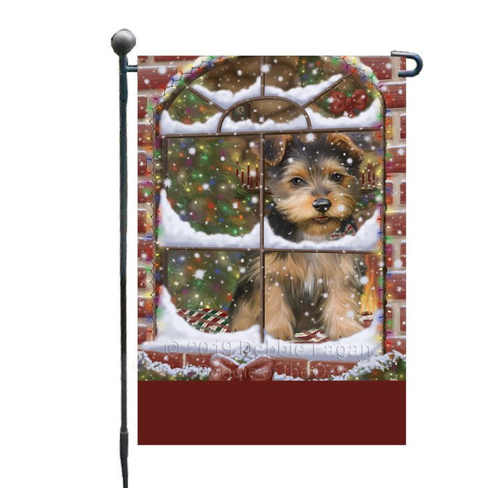 Personalized Please Come Home For Christmas Australian Terrier Dog Sitting In Window Custom Garden Flags GFLG-DOTD-A60119