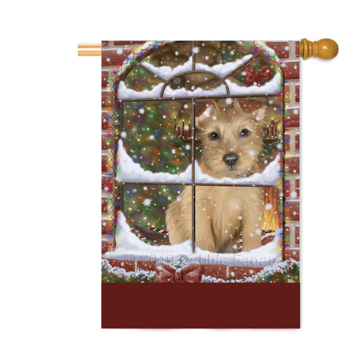 Personalized Please Come Home For Christmas Australian Terrier Dog Sitting In Window Custom House Flag FLG-DOTD-A60176