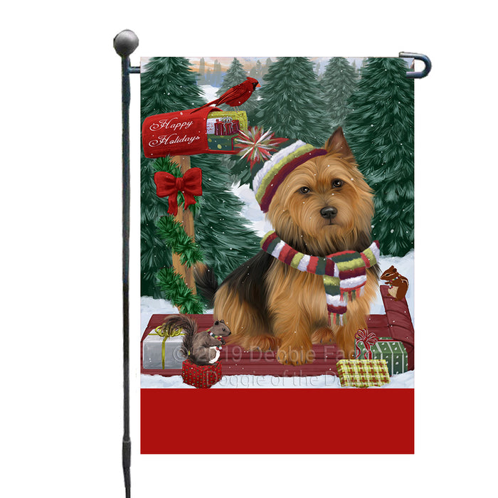 Personalized Merry Christmas Woodland Sled  Australian Terrier Dog Custom Garden Flags GFLG-DOTD-A61486