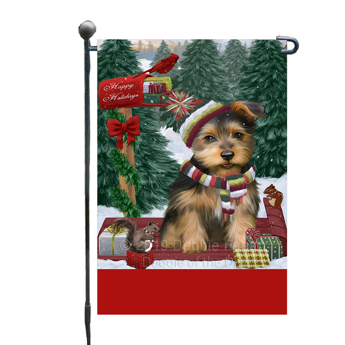 Personalized Merry Christmas Woodland Sled  Australian Terrier Dog Custom Garden Flags GFLG-DOTD-A61487