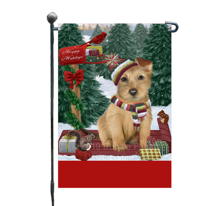 Personalized Merry Christmas Woodland Sled  Australian Terrier Dog Custom Garden Flags GFLG-DOTD-A61488