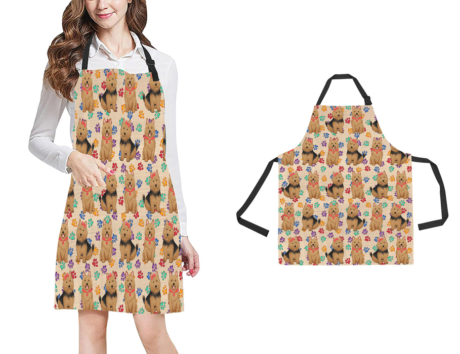 Rainbow Paw Print Australian Terrier Dogs Red All Over Print Adjustable Apron