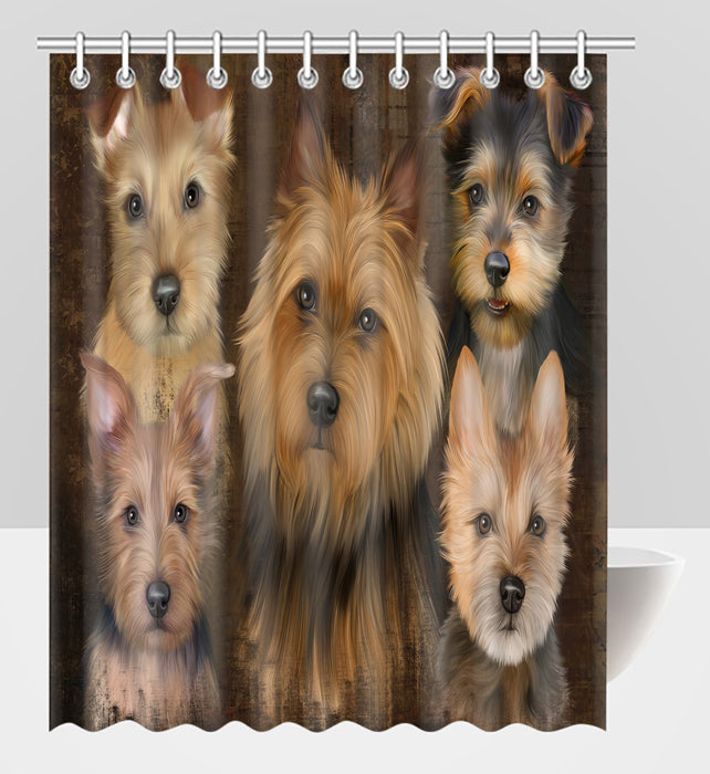 Rustic Australian Terrier Dogs Shower Curtain