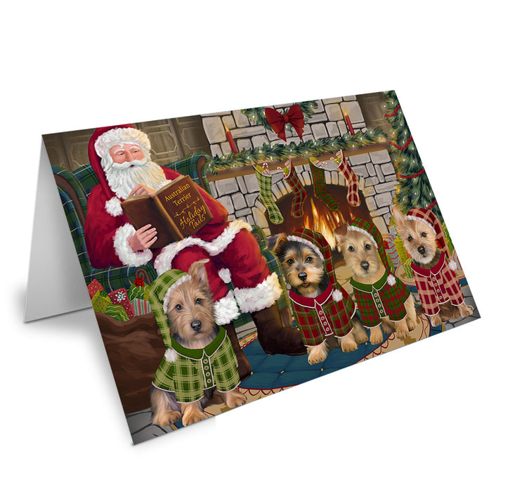 Christmas Cozy Holiday Tails Australian Terriers Dog Handmade Artwork Assorted Pets Greeting Cards and Note Cards with Envelopes for All Occasions and Holiday Seasons GCD69797