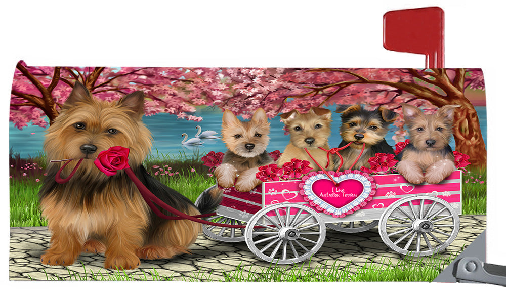 I Love Australian Terrier Dogs in a Cart Magnetic Mailbox Cover MBC48531