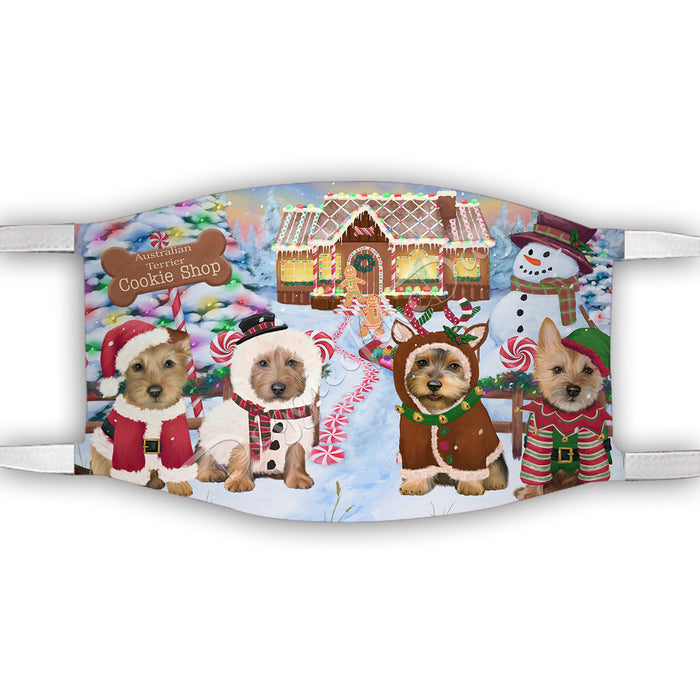 Holiday Gingerbread Cookie Australian Terrier Dogs Shop Face Mask FM48863