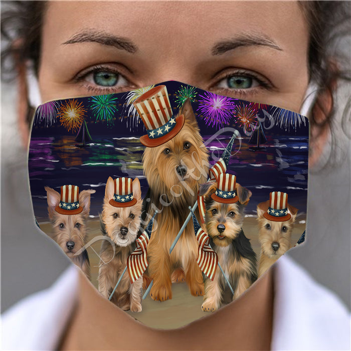 4th of July Independence Day Australian Terrier Dogs Face Mask FM49372