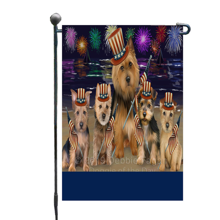 Personalized 4th of July Firework Australian Terrier Dogs Custom Garden Flags GFLG-DOTD-A57755