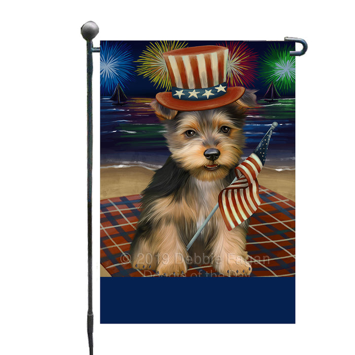 Personalized 4th of July Firework Australian Terrier Dog Custom Garden Flags GFLG-DOTD-A57756
