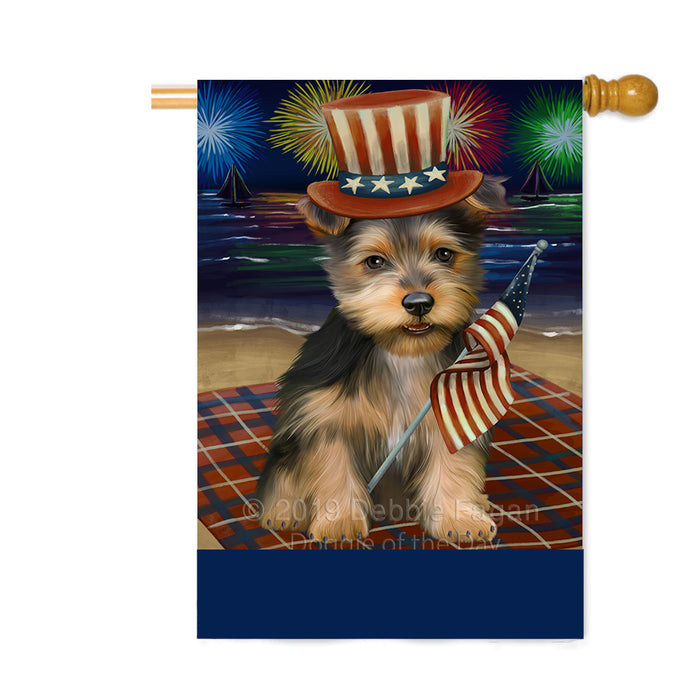 Personalized 4th of July Firework Australian Terrier Dog Custom House Flag FLG-DOTD-A57812