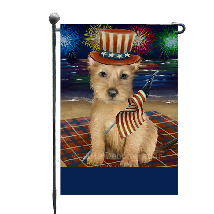 Personalized 4th of July Firework Australian Terrier Dog Custom Garden Flags GFLG-DOTD-A57757