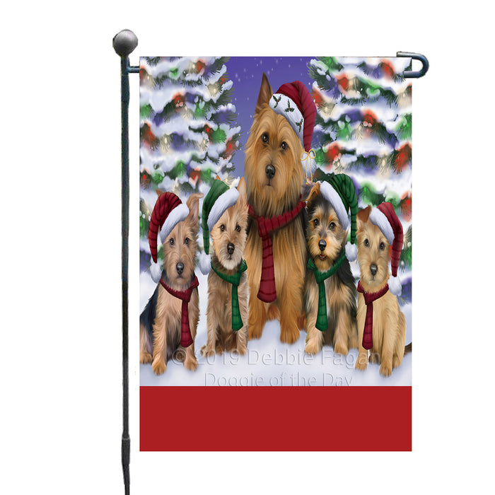 Personalized Christmas Happy Holidays Australian Terrier Dogs Family Portraits Custom Garden Flags GFLG-DOTD-A59087