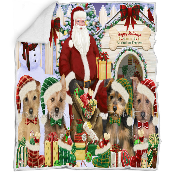 Christmas Dog House Australian Terriers Dog Blanket BLNKT89643