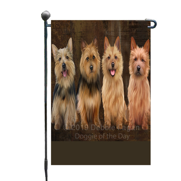Personalized Rustic 4 Australian Terrier Dogs Custom Garden Flag GFLG63341