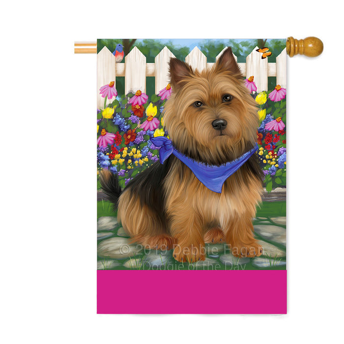 Personalized Spring Floral Australian Terrier Dog Custom House Flag FLG-DOTD-A62784