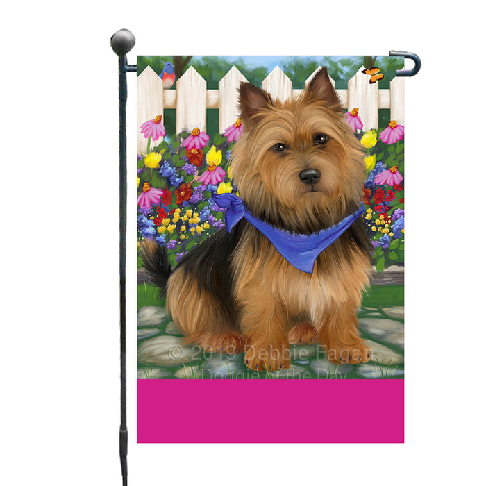 Personalized Spring Floral Australian Terrier Dog Custom Garden Flags GFLG-DOTD-A62728