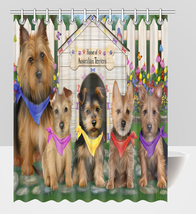 Spring Dog House Australian Terrier Dogs Shower Curtain