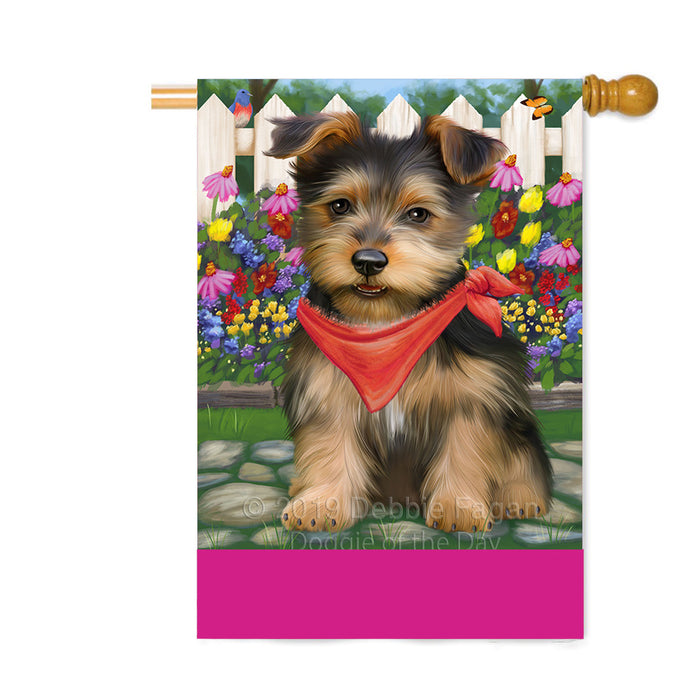 Personalized Spring Floral Australian Terrier Dog Custom House Flag FLG-DOTD-A62786