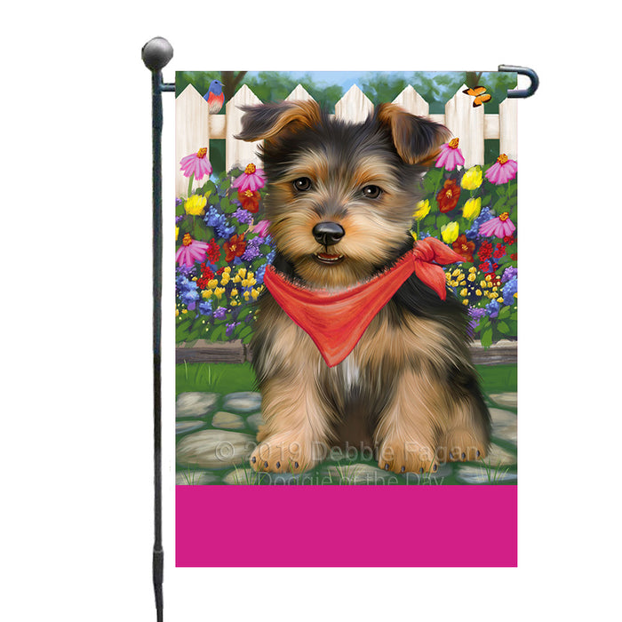 Personalized Spring Floral Australian Terrier Dog Custom Garden Flags GFLG-DOTD-A62730