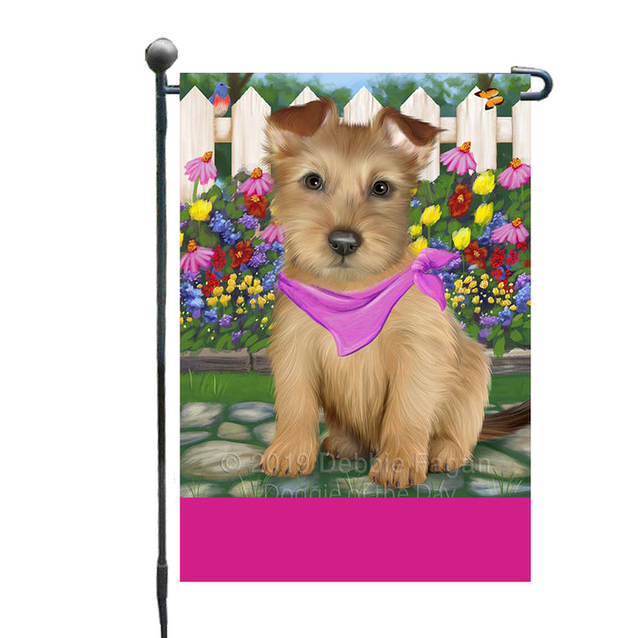 Personalized Spring Floral Australian Terrier Dog Custom Garden Flags GFLG-DOTD-A62731