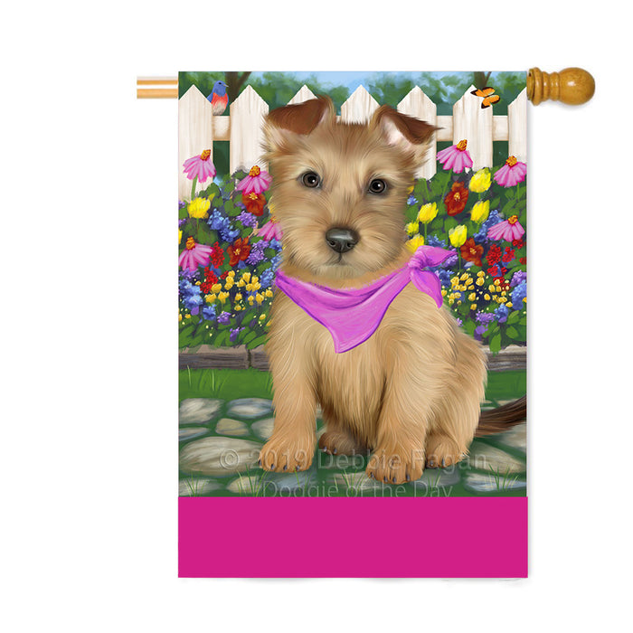 Personalized Spring Floral Australian Terrier Dog Custom House Flag FLG-DOTD-A62787