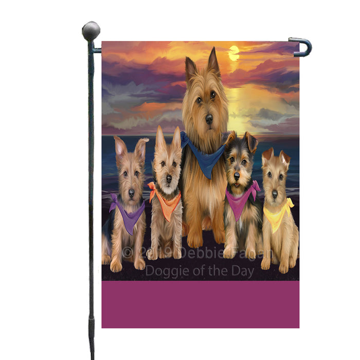 Personalized Family Sunset Portrait Australian Terrier Dogs Custom Garden Flags GFLG-DOTD-A60570