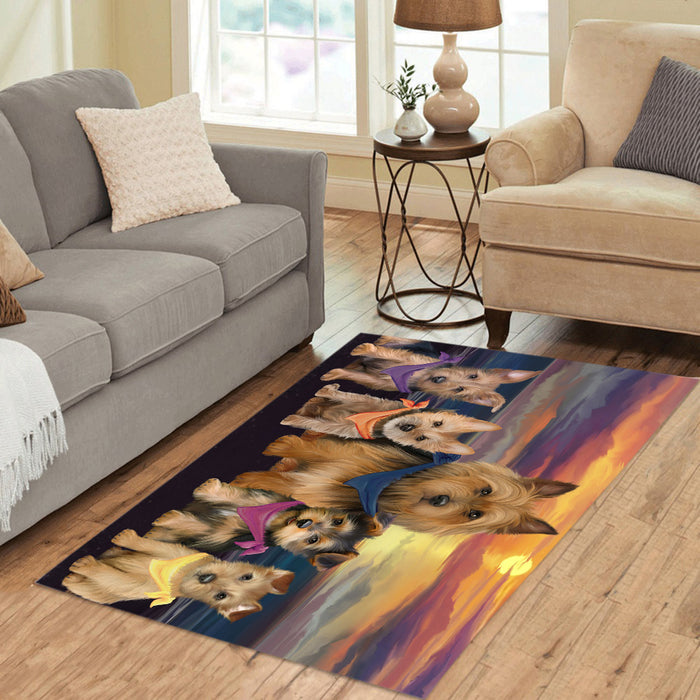Family Sunset Portrait Australian Terrier Dogs Area Rug