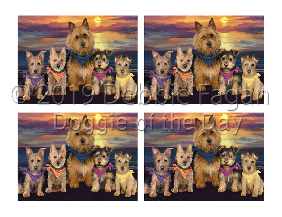 Family Sunset Portrait Australian Terrier Dogs Placemat