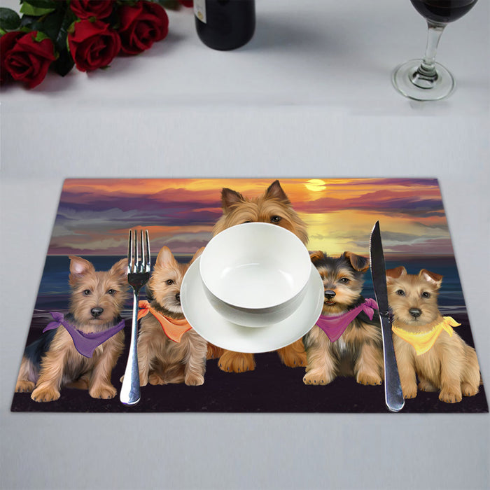 Family Sunset Portrait Australian Terrier Dogs Placemat