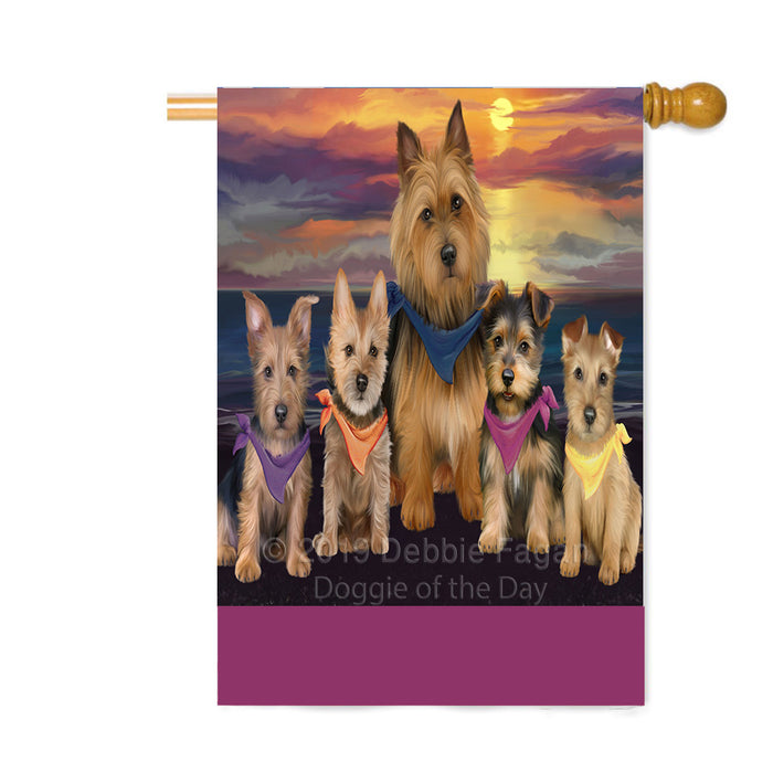 Personalized Family Sunset Portrait Australian Terrier Dogs Custom House Flag FLG-DOTD-A60626