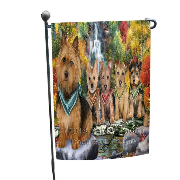 Scenic Waterfall Australian Terriers Dog Garden Flag GFLG50029