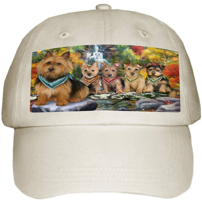 Scenic Waterfall Australian Terriers Dog Ball Hat Cap HAT54177