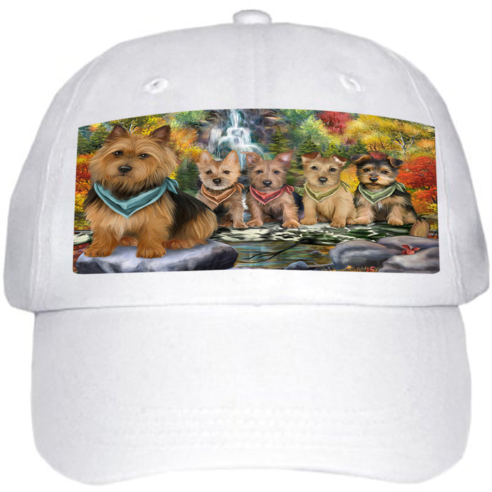 Scenic Waterfall Australian Terriers Dog Ball Hat Cap HAT54177