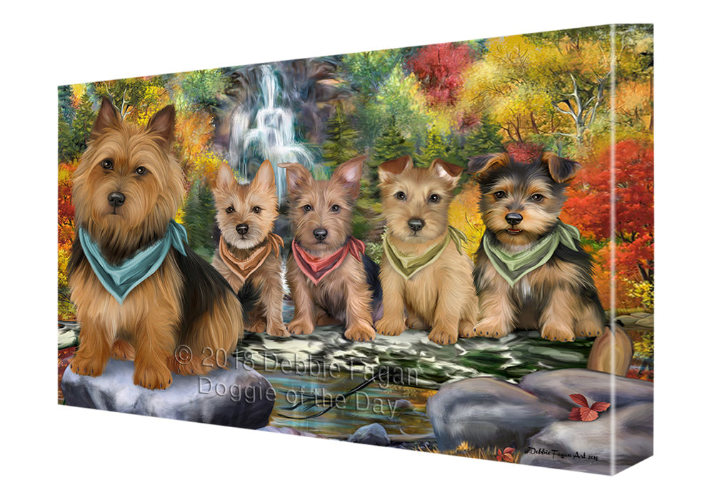 Scenic Waterfall Australian Terriers Dog Canvas Wall Art CVS67552