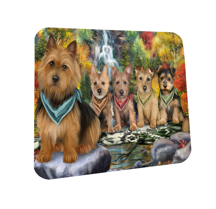 Scenic Waterfall Australian Terriers Dog Coasters Set of 4 CST50107