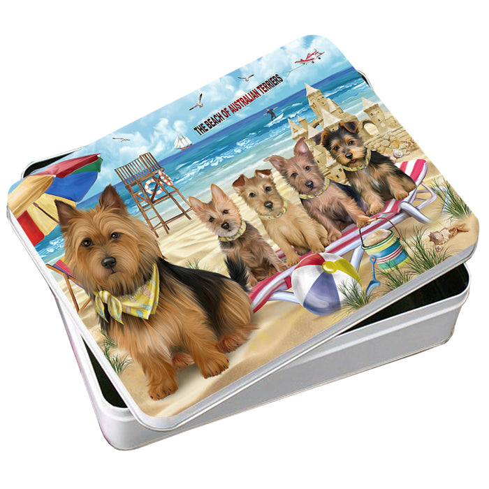 Pet Friendly Beach Australian Terriers Dog Photo Storage Tin PITN49980