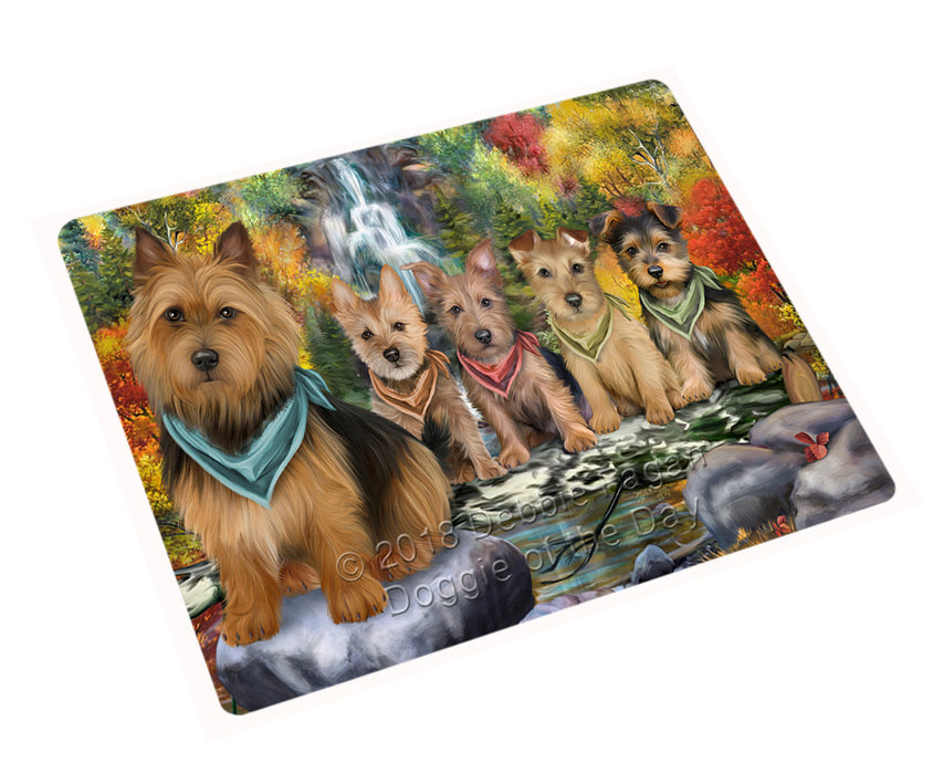 Scenic Waterfall Australian Terriers Dog Cutting Board C54468