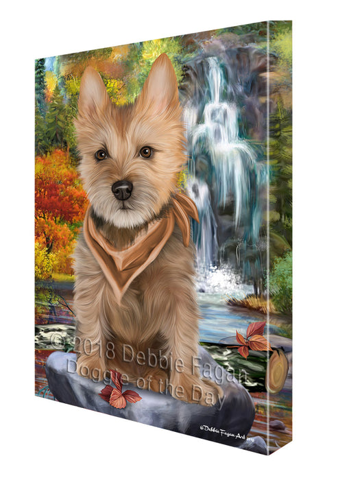 Scenic Waterfall Australian Terrier Dog Canvas Wall Art CVS67561