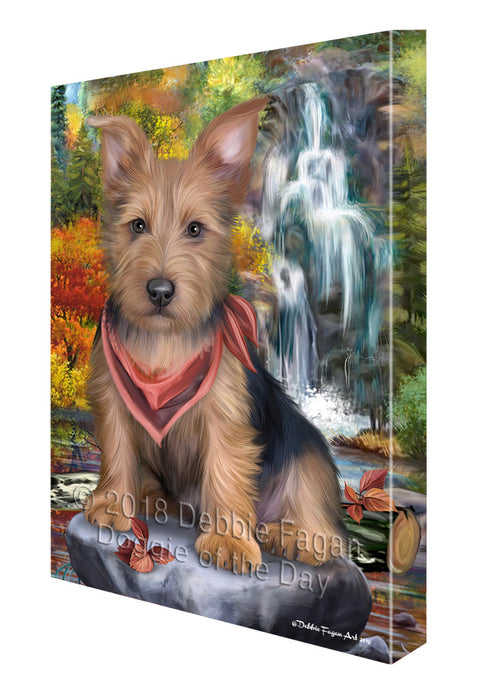 Scenic Waterfall Australian Terrier Dog Canvas Wall Art CVS67570