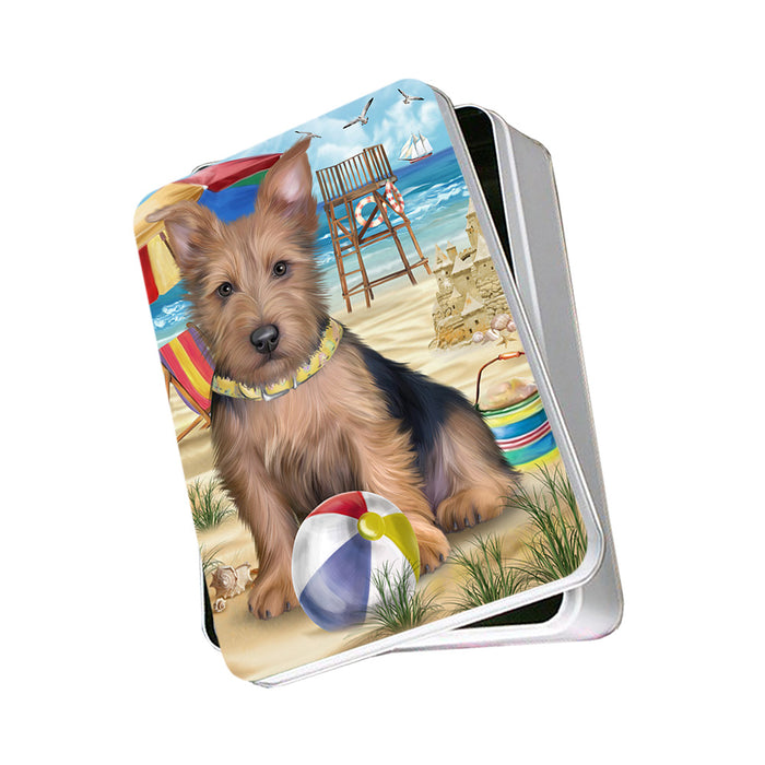 Pet Friendly Beach Australian Terrier Dog Photo Storage Tin PITN49982