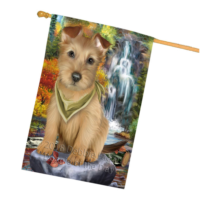 Scenic Waterfall Australian Terrier Dog House Flag FLG50168
