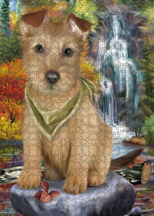 Scenic Waterfall Australian Terrier Dog Puzzle with Photo Tin PUZL54315