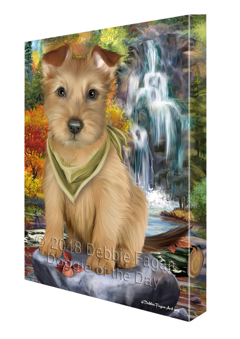 Scenic Waterfall Australian Terrier Dog Canvas Wall Art CVS67579