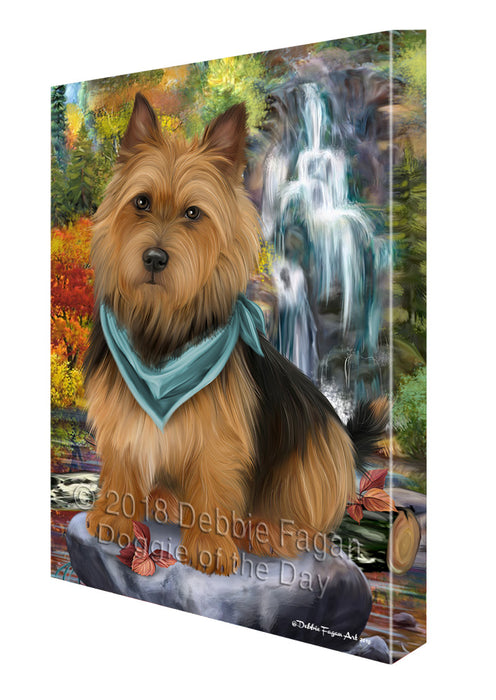 Scenic Waterfall Australian Terrier Dog Canvas Wall Art CVS67588