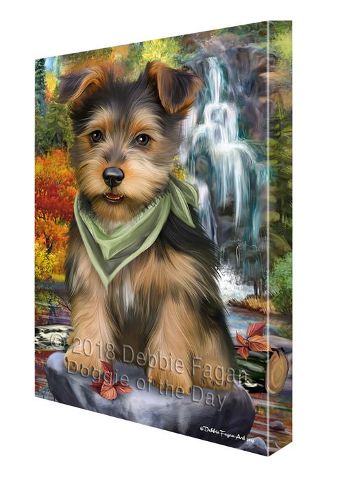 Scenic Waterfall Australian Terrier Dog Canvas Wall Art CVS67543