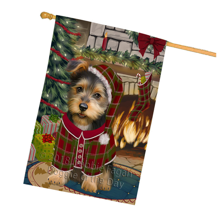 The Stocking was Hung Australian Terrier Dog House Flag FLG55613